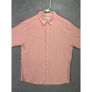 Bixby Nomad Shirt Large Pink Plaid Slim Fit Flannel Button Down Lightweight Mens